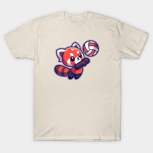 Cute Red Panda Volleyball Player T-Shirt